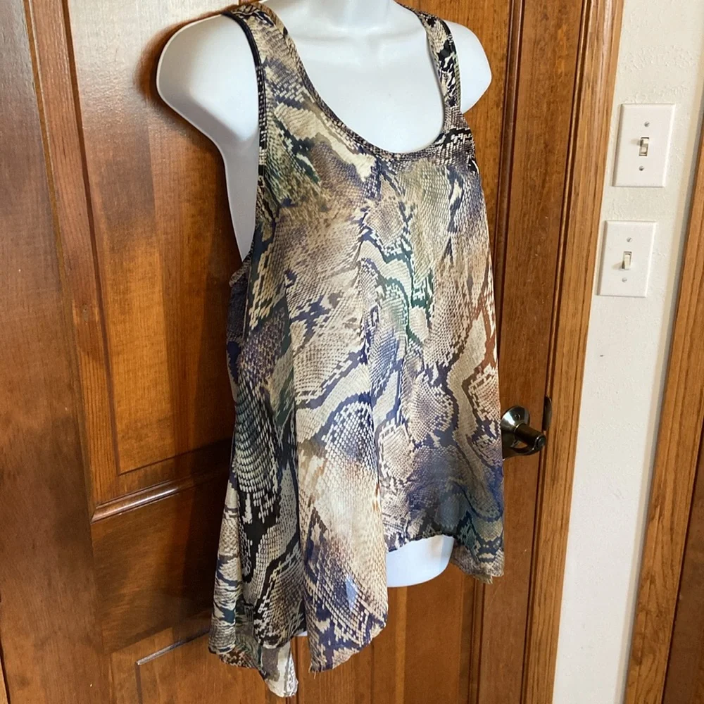 Show Me Your MuMu Brown & Green Snake Print Tank Top